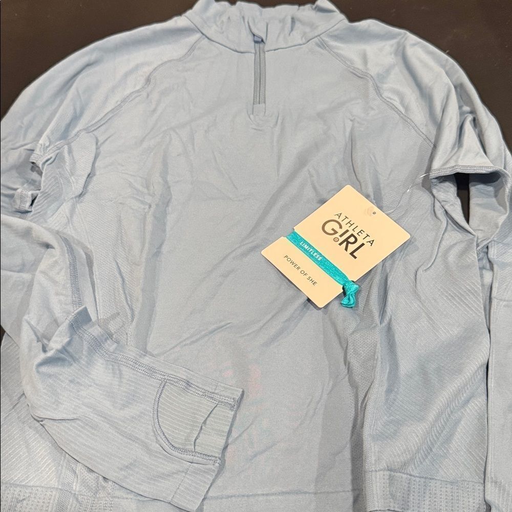 Athleta Girl power-up Half Zip Top in the color Blue